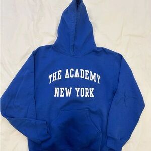 Blue Hoodie with White Text
